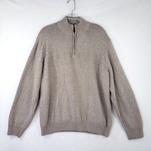 Dockers Mens XXL Beige 1/4 Zip‎ Mock Neck Long Sleeve Cotton Sweater Classic